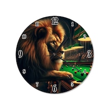 Bilardo Oynayan Aslan Şekilli Duvar Saati