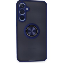Newface Samsung Uyumlu Galaxy A15 4g Kılıf Montreal Yüzüklü Silikon Kapak - Lacivert Lacivert