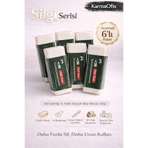 6 Lı Büyük Boy Beyaz Silgi Seti Güçlü Silme, İz Bırakmaz, Pvc Free, Okul & Ofis İçin