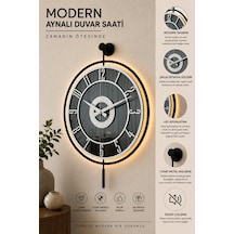Pey Aksesuar Metal Camlı Duvar Saati 40x60cm Işıklı Gerçek Cam Duvar Saati Modern Tasarım Siyah-füme-beyaz-gümüş