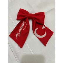 Ay Yıldız Ve Atatürk İmza Nakışlı Toka Kırmızı