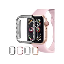 Apple Uyumlu  Watch 7 45 MM Tek Sıra Parlak Taşlı Rubber Kasa Kapak