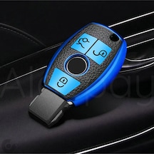 Mercedes A B C E S G Serisi Gl Gla Glc Cla Cls Amg Deri Görünüm Tpu Anahtar Kılıfı Mavi