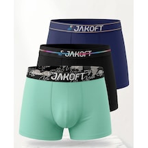 Jakoft Classic Pamuklu Erkek Boxer 3'lü Paket Yeşil - Lacivert - Siyah