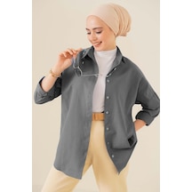 Bigdart 103901 Oversize Basic Tesettür Gömlek - Gri 001