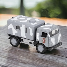 Metal Çek-bırak Işıklı Askeri Araç Gri Kamuflaj 13cm X 6cm X 5cm