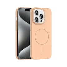 Apple iPhone Uyumlu 15 Pro Kılıf İnce Magsafe Kamera Yükseltili Yumuşak Silikon Pazarplus Desert Titanyum