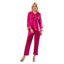 Sistina Fuşya - 522 - Saten Pijama Takımı - 1595 - - Edntrend - Beden L