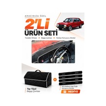 E-biz Tofaş Murat 131 1977-1988 Uyumlu Torpido Örtüsü + Tay Tüyü Bagaj Çantası - Siyah-gri - Tf005