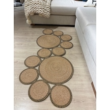 Mavaux Siyah Snake Hasır Jüt Bej Yolluk Halı Kilim Siyah - Hasır