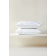 Ocean Home Textile 2'li %100 Pamuk Kumaş Kaz Tüyü Konforunda Saten Biyeli 900 Gr Mikrojel Yastık Seti 50 X 70 Cm Beyaz