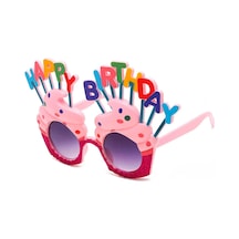 Happy Birthday Yazılı Pembe Fuşya Renk Pembe Pastalı Parti Gözlüğü 12x7 Cm Diğer