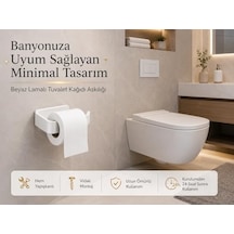 Beyaz Lamalı Tuvalet Kağıtlığı, Wc Kağıt Askılığı, Hem Yapışkanlı Hem Vidalı Montajlı, Açık Uç Tasarımlı Banyo Tuvalet Kağıdı Tutucu 000 Açık Krem