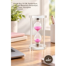 1 Adet Cam Standlı Kum Saati Küçük Boy 10 Cm, Pembe Kum, Dekoratif Masaüstü Zamanölçer, Sand Timer, Hourglass Diğer