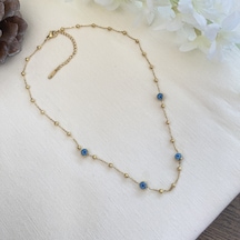 Nazar Kolye Dorika Geçişli Yüksek Kalite 316 L Çelik Gold 42+5 Cm