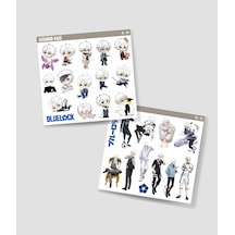 Bluelock-nagi Seishiro-parlak Kağıt -2li Sticker Set-telefon Süsleme Blue Lock Etiket Gri