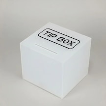 Kare Tipbox - Bahşiş Kutusu Buz Beyaz - 14x14xh13cm