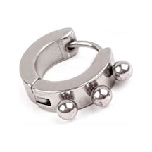 316L Anti Alerjik Cerrahi Celik Tek Halka Küpe 1 CM 4 MM Beyaz