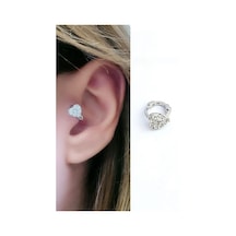 Zirkon Taş Detaylı 925ayar Gümüş Tragus Halka Piercing Gümüş