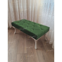 Kapitoneli Ayak Ucu Kapı Önü Antre Bench Puf Beyaz Ayak 110 45 Yeşil