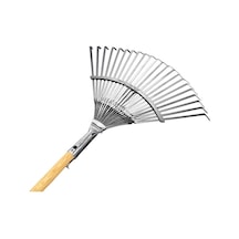 Ahşap Saplı Ayarlı Metal Çim Ve Yaprak Toplama Tırmığı.