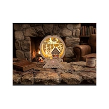 Ahşap Katmanlı Yeni Yıl Gece Lambası 15x18 Cm Beyaz