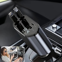 Xuweiwei San Com O 120w 4 İn 1 Hızlı Şarj Araba Adaptörü Koyu Mavi Alüminyum Alaşım Type C İphone Ios Samsung Xiaomi Uyumlu