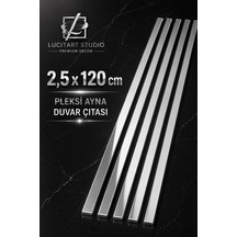 2,5x120 Cm Pleksi Ayna Duvar Çıtası Gold & Gümüş Kendinden Yapışkanlı Dekoratif Duvar Şeridi Şerit Pleksi Ayna Duvar Dekorasyonu Pleksi Ayna Gümüş