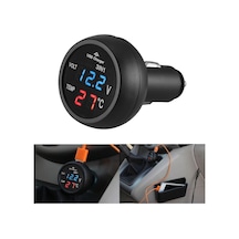 Oto Çakmaklık Usb Şarj Soketi Voltmetre Termometre 12/24V Mavi (514252652)