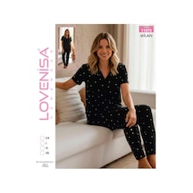 Lovenisa 11970 Kadın Milan Düğmeli Pijama Takımı Siyah