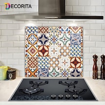 Decorita Çini Desen | Cam Ocak Arkası Koruyucu | 52cm x 60cm