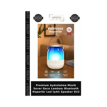 Premium Aydınlatma Müzik Sever Gece Lambası Bluetooth Hoparlör Led Işıklı Speaker D22