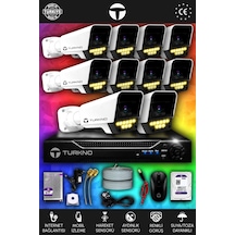 Turkno 10 Kameralı Supia 10 Dış Kamera Set 250 GB 5 MP 2K Net Renkli Gece Görüşlü Güvenlik Kamerası Sistemi