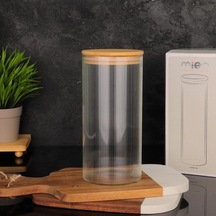 Mien Bambu Kapaklı Cam Kavanoz 1400 Ml Şeffaf