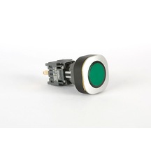 Ø16 Mm - Ø22 Mm Yeşil Kare Ledli Yaylı Buton 24V AC/DC 1No+1NC