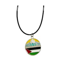 Siyah İpli Filistin Bayraklı Ve Kubbet-üs Sahra Unisex Filistin Kolyesi 40 Cm J300013 Çok renkli