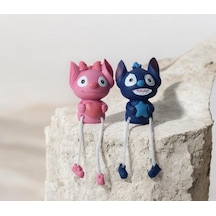 Lilo & Stitch Ayakları Sallanan 2 Li Biblo Seti Dekoratif Ürün Ev Ofis Yeni Yıl Doğum Günü Hediyesi 20 Cm