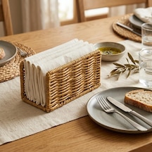 Deinhaus Hasır Örgü Peçetelik, Doğal Renk, Rattan, 14x5x8 Cm, Rustik Stil, Yemek Masası İçin Çok Renkli