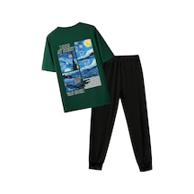 Uyguntarz Unisex Vangogh Baskılı Eşofman Takımı Yeşil