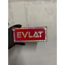 Kırmızı Renk Üzeri Hologram Renk Evlat Yazılı Vantuzlu Cam Süsü
