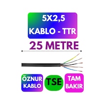 Öznur 5x2,5 Ttr Kablo Siyah Metre Seçenekli - 25 Metre