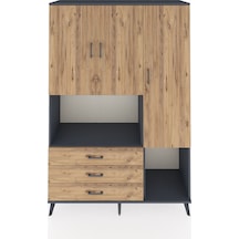 Hyperion Dolap 6 Raflı 3 Çekmeceli 3 Kapaklı 132x44x195 Antrasit-çam/çam Atlas Çam/atlas Çam