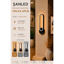 Dekoratif 20w Halka Modeli İç Mekan Siyah Kasa 3 Renkli Işık Elektrikli 30 Cm Duvar Aplik