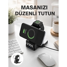 Kablosuz Şarjlı Dijital Masa Saati 3 Parlaklık Seviyeli Led Hızlı Şarj Apple Uyumlu Yeni Nesil Diğer