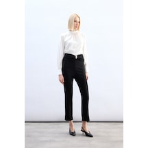 Sateen Bel Aksesuarlı Pantolon - Siyah-136830 siyah