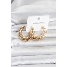 Mey İthalat 316l Çelik Gold Renk Spiral Halka Kadın Küpe Çok Renkli