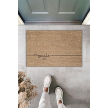 Rugmood Modern Dijital Baskı Paspas - Happy Smile Paspas - Kapı Önü Paspası 70x45cm Kahverengi