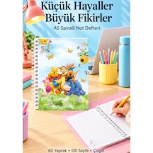 Winnie The Pooh A5 Spiralli Çizgili Not Defteri 60 Yaprak 120 Sayfa Çok Renkli
