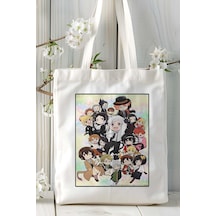 Art Hediye Bungou Stray Dogs Wan Baskılı Bez Omuz Çantası Kişiye Özel Model 3 Çok Renkli