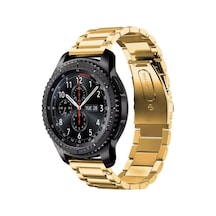 Samsung Galaxy Gear S3 Gear Watch 3 45mm Uyumlu Çelik Metal Kordon Gold